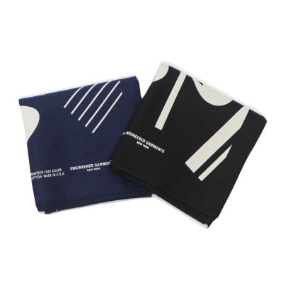 画像1: ENGINEERED GARMENTS（エンジニアードガーメンツ）Printed Bandana（プリンテッドバンダナ）/ Navy:Piano（ネイビー:ピアノ）・Black:NY（ブラック:ニューヨーク）