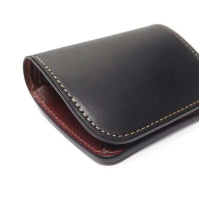 画像3: WILD SWANS（ワイルドスワンズ）CASA（カーサ）コンパクトウォレット/ブラック"シェルコードバン"×バーガンディ"型押しサドルプルアップ"