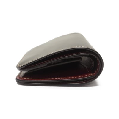 画像4: WILD SWANS（ワイルドスワンズ）CASA（カーサ）コンパクトウォレット/ブラック"シェルコードバン"×バーガンディ"型押しサドルプルアップ"