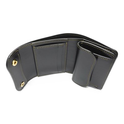 画像5: WILD SWANS(ワイルドスワンズ)ENO(イーノ)ミニ3つ折りウォレット/グリーン"シェルコードバン"×ブラック"サドルプルアップ"