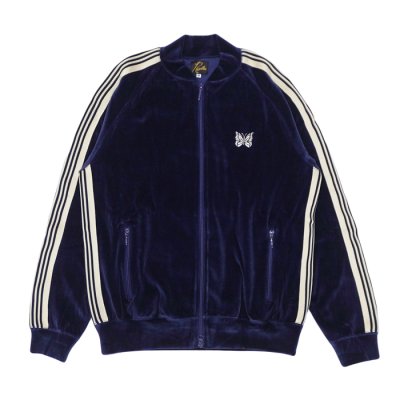 画像1: NEEDLES（ニードルズ）Rib Collar Track Jacket（リブカラートラックジャケット）"C/PE Velour" / Navy（ネイビー）