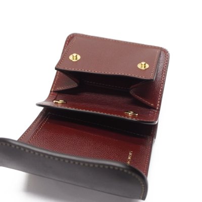 画像7: WILD SWANS（ワイルドスワンズ）ENO（イーノ）ミニ3つ折りウォレット/ブラック"シェルコードバン"×バーガンディ"型押しサドルプルアップ"