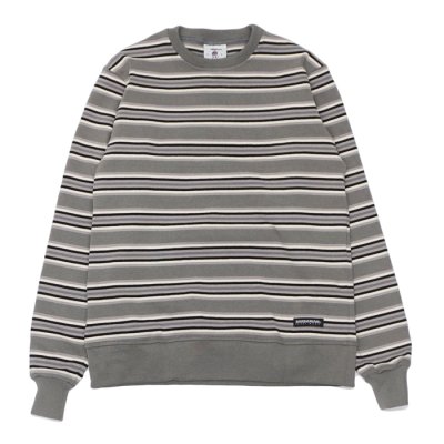画像1: BARBARIAN（バーバリアン）Heavy Weight Crew Neck Shirt（ヘビーウェイト クルーネックシャツ） "Nine 4crs Stripes Repeat” / Graphite×Grey×Ivory×Black（グラファイト×グレー×アイボリー×ブラック）