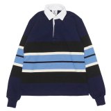 BARBARIAN（バーバリアン）Heavy Weight Rugby Collar Shirt（ヘビーウェイト ラグビーカラーシャツ）"BOLD MOUNTAINEER" / Navy×Black×Ivory×Columbia（ネイビー×ブラック×アイボリー×コロンビア）