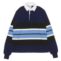 BARBARIAN（バーバリアン）Heavy Weight Rugby Collar Shirt（ヘビーウェイト ラグビーカラーシャツ）"BOLD MOUNTAINEER" / Navy×Black×Ivory×Columbia（ネイビー×ブラック×アイボリー×コロンビア）
