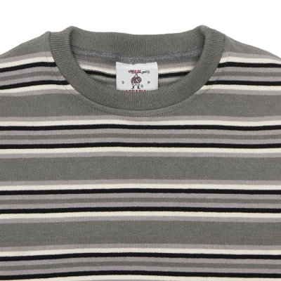 画像3: BARBARIAN（バーバリアン）Heavy Weight Crew Neck Shirt（ヘビーウェイト クルーネックシャツ） "Nine 4crs Stripes Repeat” / Graphite×Grey×Ivory×Black（グラファイト×グレー×アイボリー×ブラック）