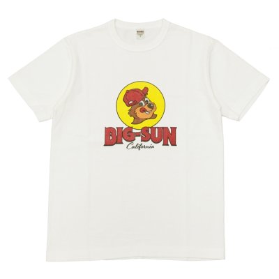 画像1: BARNS OUTFITTERS (バーンズアウトフィッターズ) "STANDARD" TSURI-AMI Crew Print T-Shirt (吊り編みクループリントTシャツ)"BIG-SUN" / White（ホワイト）