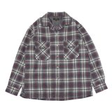 *A VONTADE（アボンタージ）Wool Plaid Open Color Shirt（ウールプレイドオープンカラーシャツ）/ Grey×Red（グレー×レッド）