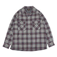 *A VONTADE（アボンタージ）Wool Plaid Open Color Shirt（ウールプレイドオープンカラーシャツ）/ Grey×Red（グレー×レッド）