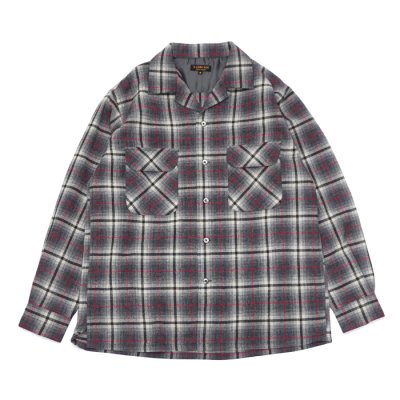 画像1: *A VONTADE（アボンタージ）Wooi Plaid Open Color Shirt（ウールプレイドオープンカラーシャツ）/ Grey×Red（グレー×レッド）