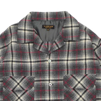 画像3: *A VONTADE（アボンタージ）Wool Plaid Open Color Shirt（ウールプレイドオープンカラーシャツ）/ Grey×Red（グレー×レッド）