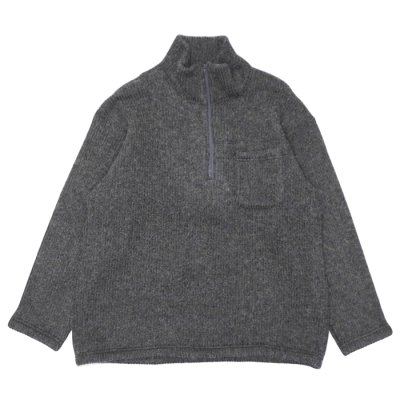 画像1: ENGINEERED GARMENTS（エンジニアードガーメンツ）Zip Moc Neck（ジップモックネック）"Wool Poly Nep Sweater Knit" / Charcoal（チャコール）
