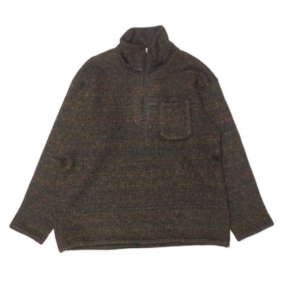 画像1: ENGINEERED GARMENTS（エンジニアードガーメンツ）Zip Moc Neck（ジップモックネック）"Wool Poly Nep Sweater Knit" / Brown（ブラウン）