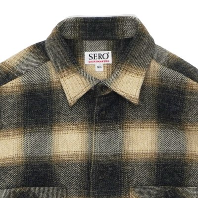 画像3: SERO（セロ）Ombre Check Double Pocket Shirt（オンブレチェック ダブルポケットシャツ）"Heavy Flannel" / Beige（ベージュ）