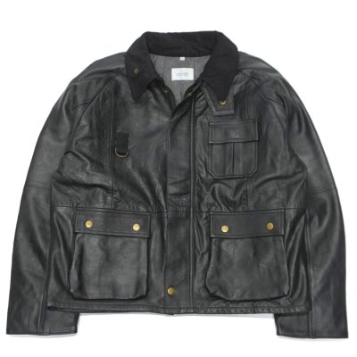 画像1: yoused （ユーズド）Remake Leather Fishing Jacket（リメイクレザーフィッシングジャケット）/ Black（ブラック）