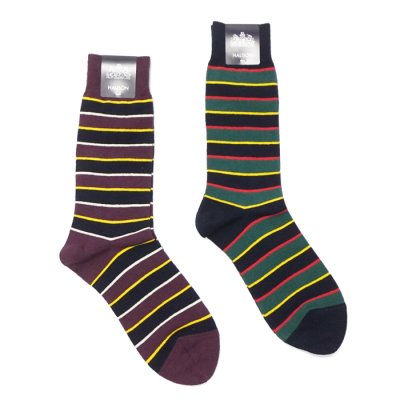 画像1: HALISON（ハリソン）リサイクルコットIVYボーダーソックス / Navy（ネイビー）・Wine（ワイン）※3足までメール便発送可