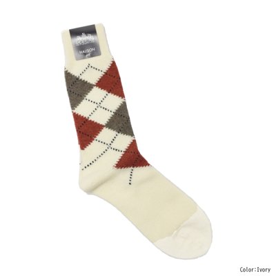 画像2: HALISON（ハリソン）ラムウールアーガイルソックス 5ダイヤ / 4Colors（全4色展開）※3足までメール便発送可