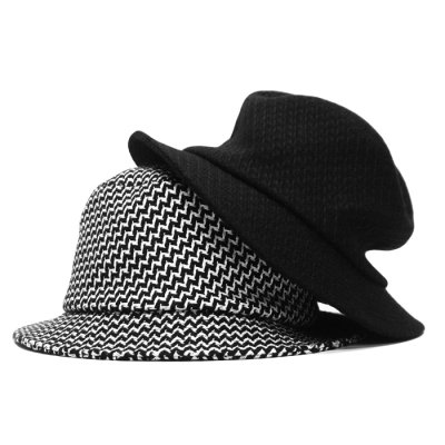画像1: O/EIGHTH（オーエイス）Type OH HAT（タイプ・OH ）”Wool Rayon Diagonal" / Black+White（ブラック＋ホワイト）・Black（ブラック）