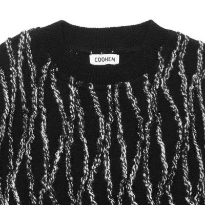 画像2: COOHEM(コーヘン)RANDOM INLAY STRIPE KNIT PULLOVER(ランダムインレイストライプニットプルオーバー)/ Black(ブラック)