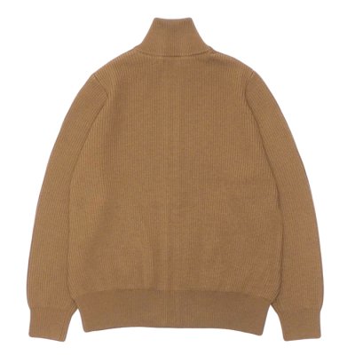 画像2: Yonetomi NEW BASIC（ヨネトミニューベーシック）EX Fine Wool Rib Knit Blouson（エクストラファインウールニットブルゾン）/ Brown（ブラウン）