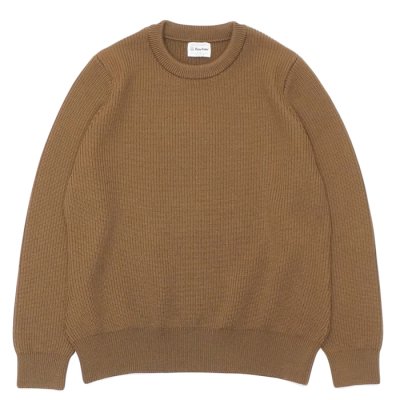 画像1: Yonetomi NEW BASIC（ヨネトミニューベーシック）EX Fine Wool Rib Knit Pullover（エクストラファインウールリブニットプルオーバー）/ Brown（ブラウン）