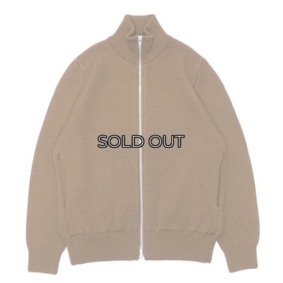 画像1: Yonetomi NEW BASIC（ヨネトミニューベーシック）EX Fine Wool Rib Knit Blouson（エクストラファインウールニットブルゾン）/ Brown（ブラウン）