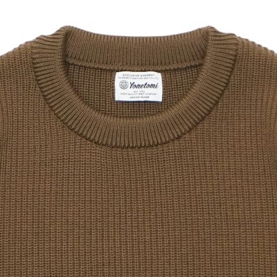 画像2: Yonetomi NEW BASIC（ヨネトミニューベーシック）EX Fine Wool Rib Knit Pullover（エクストラファインウールリブニットプルオーバー）/ Brown（ブラウン）