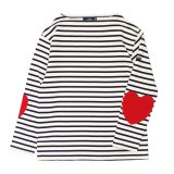 SAINT JAMES（セントジェームス）OUESSANT Elbow Patch（ウエッソン エルボーパッチ）"T3サイズのみ" / ECRU×MARINE×TULIPE（エクリュ×マリン×チューリップ）