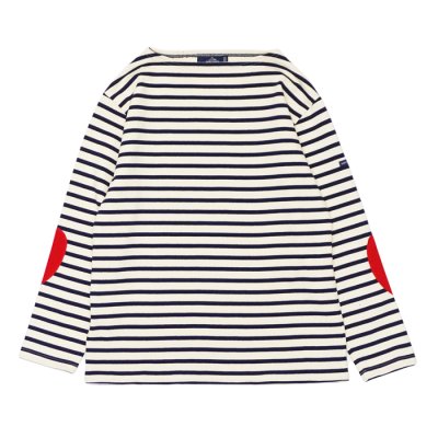 画像2: SAINT JAMES(セントジェームス)OUESSANT Elbow Patch(ウエッソン エルボーパッチ)"T3サイズのみ" / ECRU×MARINE×TULIPE(エクリュ×マリン×チューリップ)
