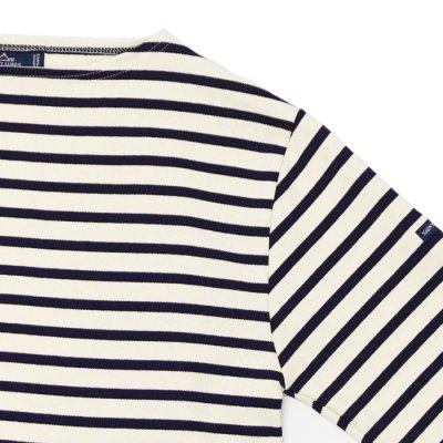 画像5: SAINT JAMES(セントジェームス)OUESSANT Elbow Patch(ウエッソン エルボーパッチ)"T3サイズのみ" / ECRU×MARINE×TULIPE(エクリュ×マリン×チューリップ)