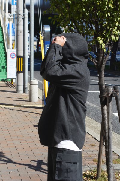 画像12: MODMNT（モドメント）TWEED KNIT HOODED SHIRT（ツウィードニットフーデットシャツ）/ Black（ブラック）