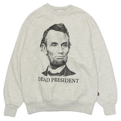 画像1: Sloppy Supply(スラッピーサプライ)NEO Vintage Sweat Shirt(ネオヴィンテージスウェットシャツ)"DEAD PRESIDENT" / Grey(グレー)