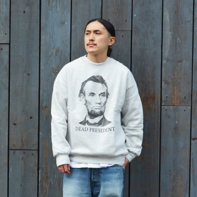 画像7: Sloppy Supply(スラッピーサプライ)NEO Vintage Sweat Shirt(ネオヴィンテージスウェットシャツ)"DEAD PRESIDENT" / Grey(グレー)