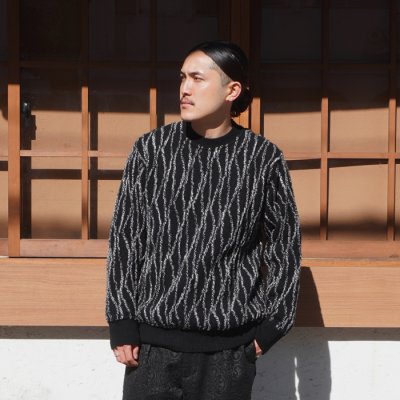 画像7: COOHEM(コーヘン)RANDOM INLAY STRIPE KNIT PULLOVER(ランダムインレイストライプニットプルオーバー)/ Black(ブラック)