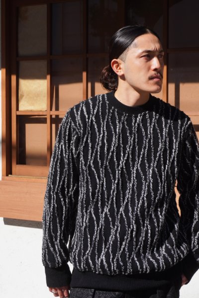 画像10: COOHEM(コーヘン)RANDOM INLAY STRIPE KNIT PULLOVER(ランダムインレイストライプニットプルオーバー)/ Black(ブラック)