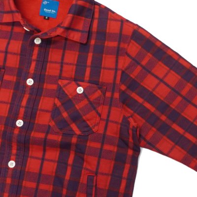 画像5: Good On（グッドオン）Flannel Check Sweat Shirt Jacket（フランネルチェックスウェットシャツジャケット）"9oz Nep Flannel" / Scarlet（スカーレット）