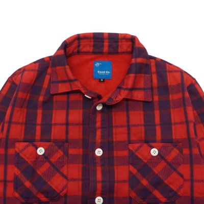 画像4: Good On（グッドオン）Flannel Check Sweat Shirt Jacket（フランネルチェックスウェットシャツジャケット）"9oz Nep Flannel" / Scarlet（スカーレット）