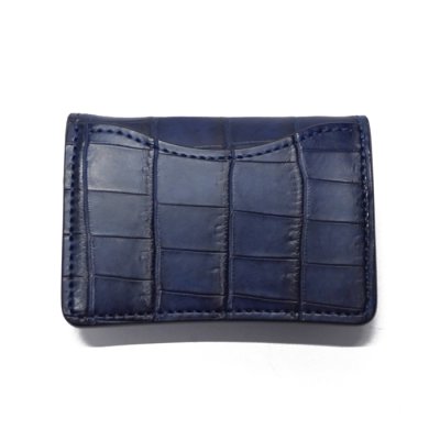 画像2: WILD SWANS（ワイルドスワンズ）TONGUE（タング）マルチコインケース/藍染"クロコダイル"×ブラック"サドルプルアップ"
