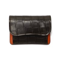 WILD SWANS（ワイルドスワンズ）TONGUE（タング）マルチコインケース/チョコ"クロコダイル"×オレンジ"ブッテーロ"