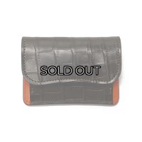 WILD SWANS（ワイルドスワンズ）TONGUE（タング）マルチコインケース/チョコ"クロコダイル"×オレンジ"ブッテーロ"