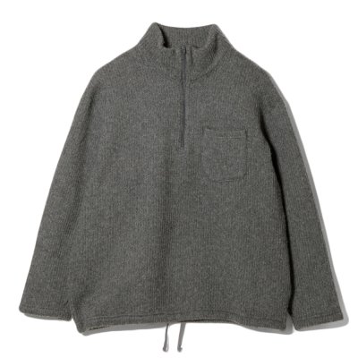 画像1: ENGINEERED GARMENTS（エンジニアードガーメンツ）Zip Moc Neck（ジップモックネック）"Wool Poly Nep Sweater Knit" / Charcoal（チャコール）