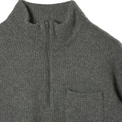画像3: ENGINEERED GARMENTS（エンジニアードガーメンツ）Zip Moc Neck（ジップモックネック）"Wool Poly Nep Sweater Knit" / Charcoal（チャコール）