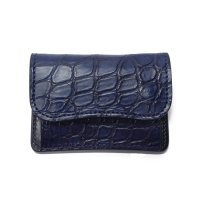 WILD SWANS（ワイルドスワンズ）TONGUE（タング）マルチコインケース/藍染"クロコダイル"×ブラック"サドルプルアップ"