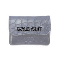WILD SWANS（ワイルドスワンズ）TONGUE（タング）マルチコインケース/藍染"クロコダイル"×ブラック"サドルプルアップ"