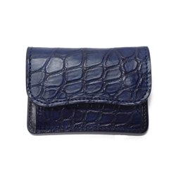 WILD SWANS（ワイルドスワンズ）TONGUE（タング）マルチコインケース/藍染"クロコダイル"×ブラック"サドルプルアップ"