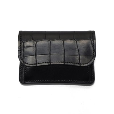画像1: WILD SWANS（ワイルドスワンズ）TONGUE（タング）マルチコインケース/ブラック"クロコダイル"×ブラック"サドルプルアップ"