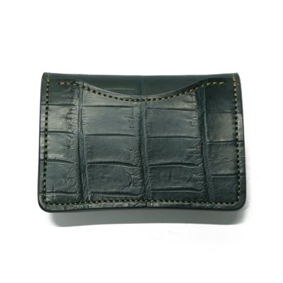 画像2: WILD SWANS（ワイルドスワンズ）TONGUE（タング）マルチコインケース/グリーン"クロコダイル"×ブラック"イングリッシュブライドル"