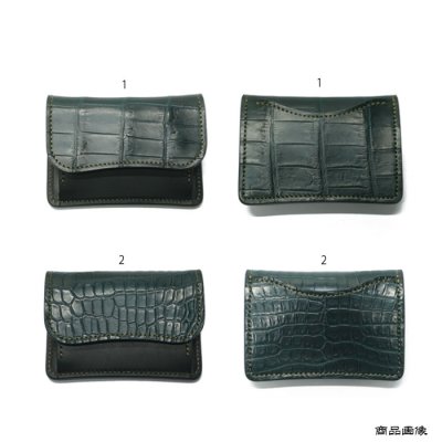 画像9: WILD SWANS（ワイルドスワンズ）TONGUE（タング）マルチコインケース/グリーン"クロコダイル"×ブラック"イングリッシュブライドル"