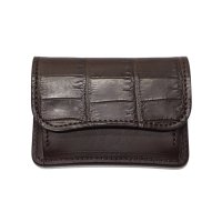 WILD SWANS（ワイルドスワンズ）TONGUE（タング）マルチコインケース/チョコ"クロコダイル"×ダークブラウン"イングリッシュブライドル"