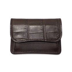 WILD SWANS（ワイルドスワンズ）TONGUE（タング）マルチコインケース/チョコ"クロコダイル"×ダークブラウン"イングリッシュブライドル"